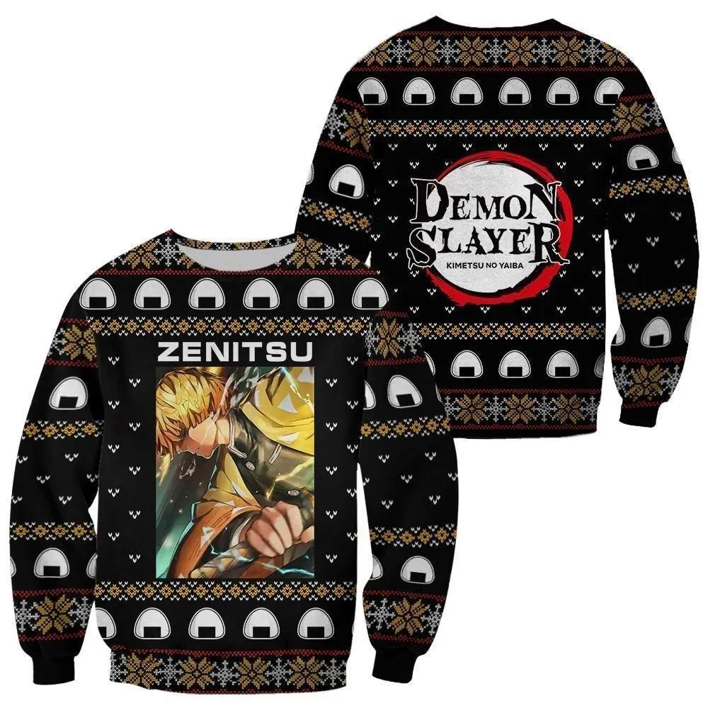 Giftngon - Zenitsu Agatsuma Ugly Christmas Sweater Demon Slayer Anime Custom Xmas Clothes For Kids