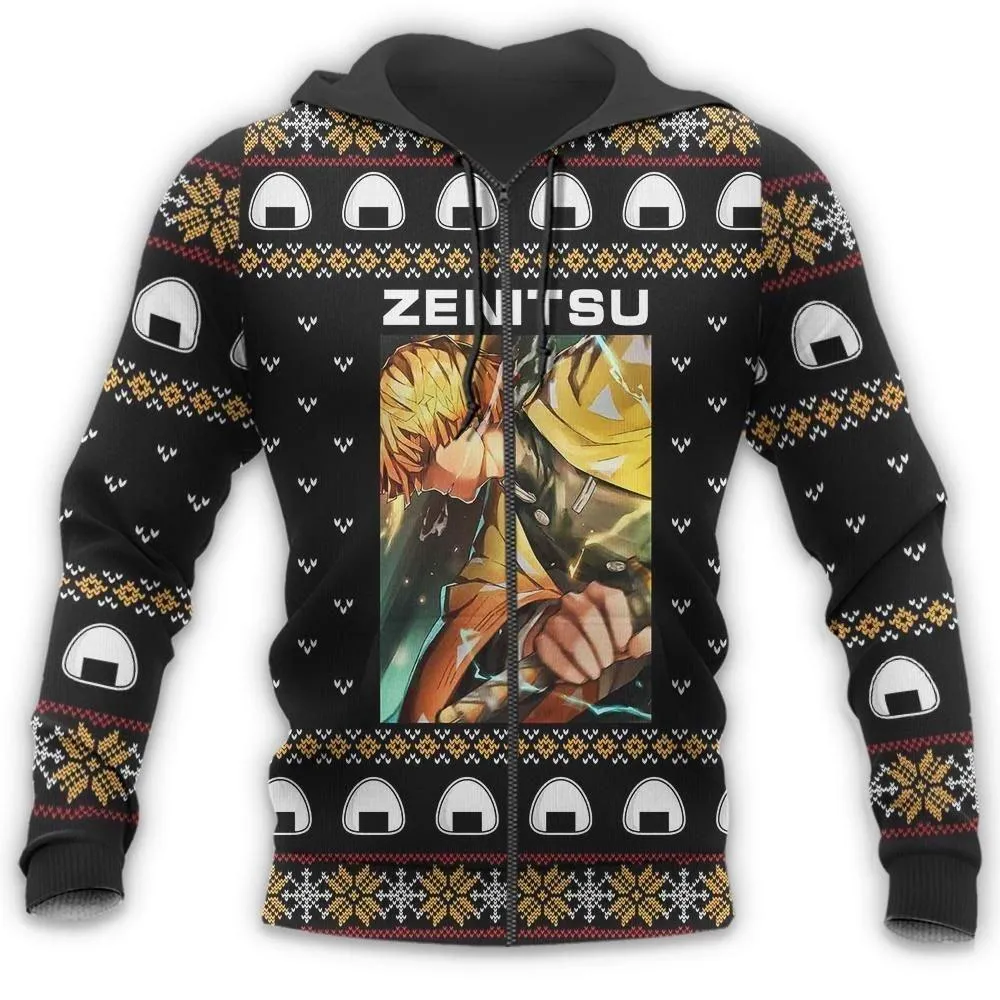 Giftngon - Zenitsu Agatsuma Ugly Christmas Sweater Demon Slayer Anime Custom Xmas Clothes For Kids