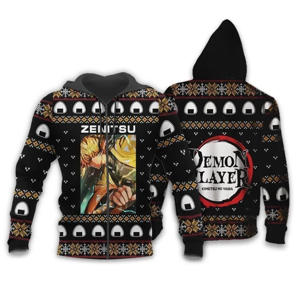 Giftngon - Zenitsu Agatsuma Ugly Christmas Sweater Demon Slayer Anime Custom Xmas Clothes For Kids