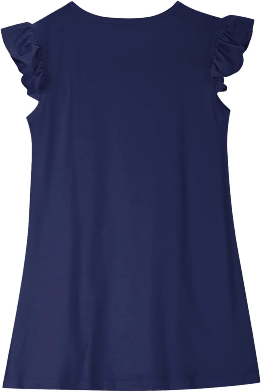 Girls Cute Summer Dress Fashion Ruffle Sleeve Mini Dresses Casual Round Neck Solid Color A Line Dress 4-13 Years