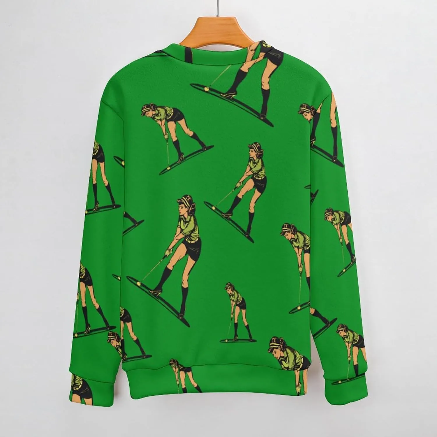 Golf Player Vintage Woman 80s Crew Neck Sweater Oversized Long Sleeve Pure Cotton Casual Knit Pullover Sweatshirt