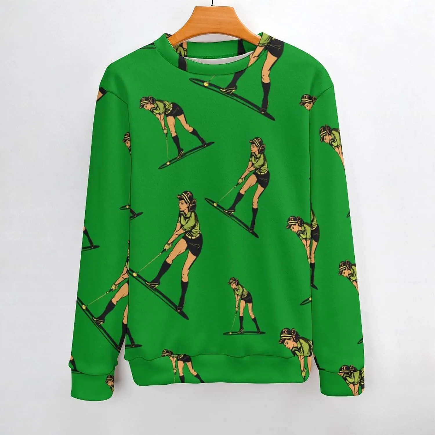Golf Player Vintage Woman 80s Crew Neck Sweater Oversized Long Sleeve Pure Cotton Casual Knit Pullover Sweatshirt