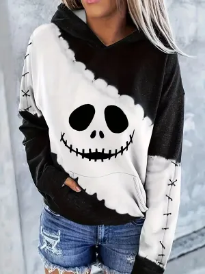 Goth Grunge Horror White and Black Hoodie