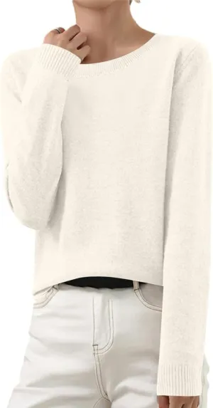 Gumipy Women Cashmere Sweater Crewneck Long Sleeve Oversized Sweaters Soft Knit Cashmere Sweaters Trendy Tunic Sweaters