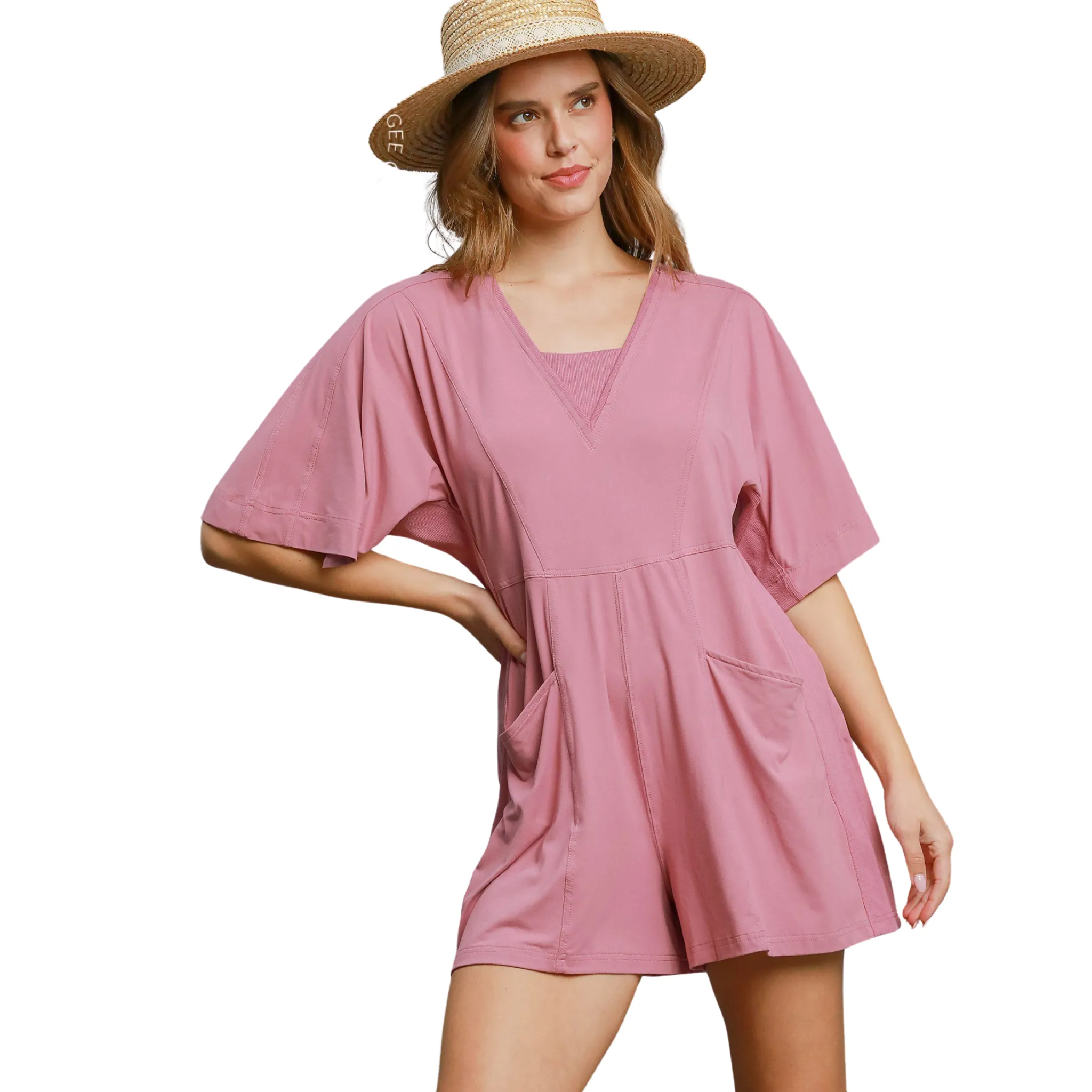 Half Sleeve Double Pocket Romper