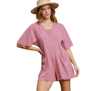 Half Sleeve Double Pocket Romper