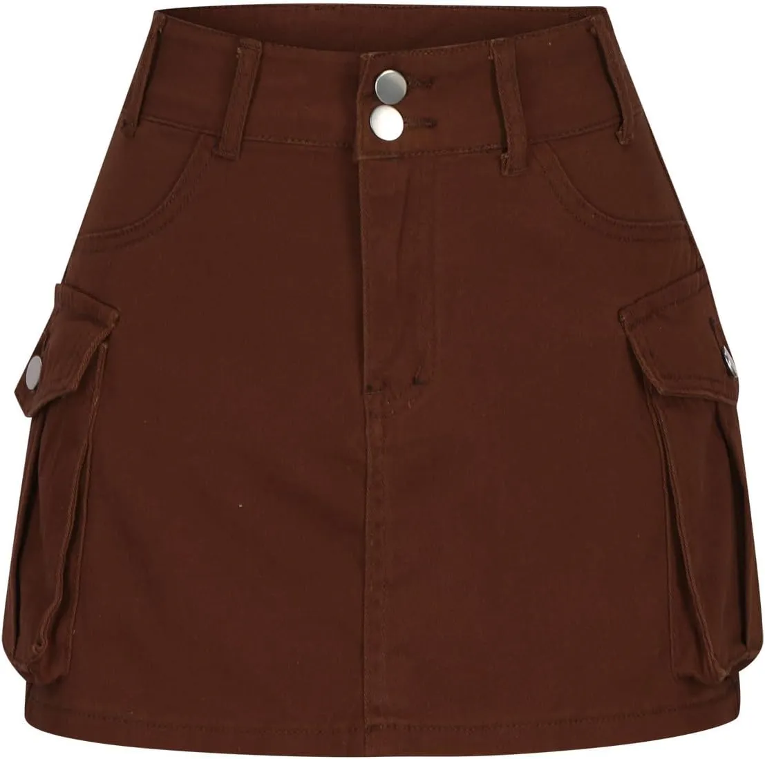 HGps8w Denim Cargo Skirt for Women Elastic High Waisted Casual Solid Color Streetwear Mini Skirts with Pockets
