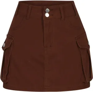 HGps8w Denim Cargo Skirt for Women Elastic High Waisted Casual Solid Color Streetwear Mini Skirts with Pockets