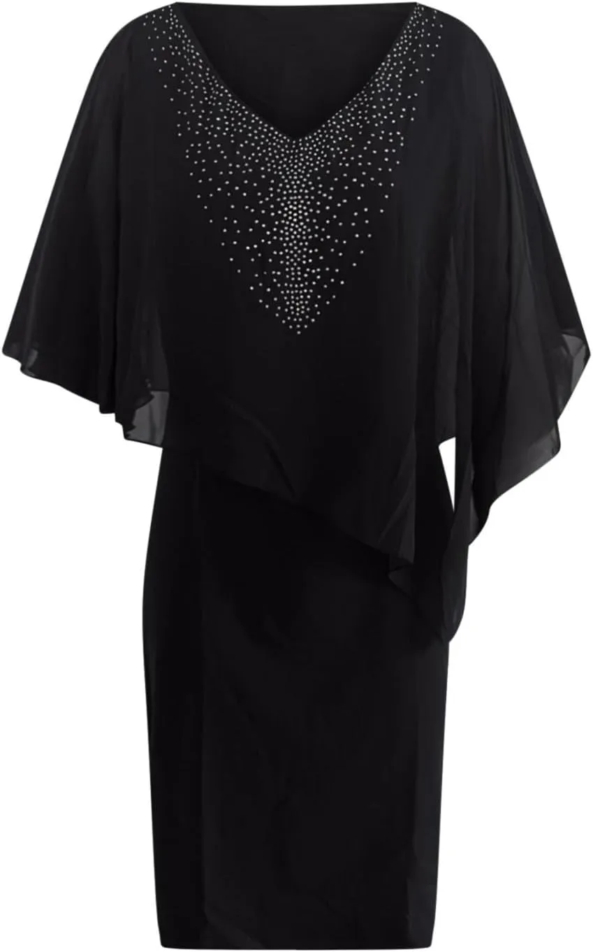 hlysgo Women's V Neck Short Sleeve Wedding Guest Dress Plus Size Bodycon Midi Dress Evening Party Club Cocktail Dresses