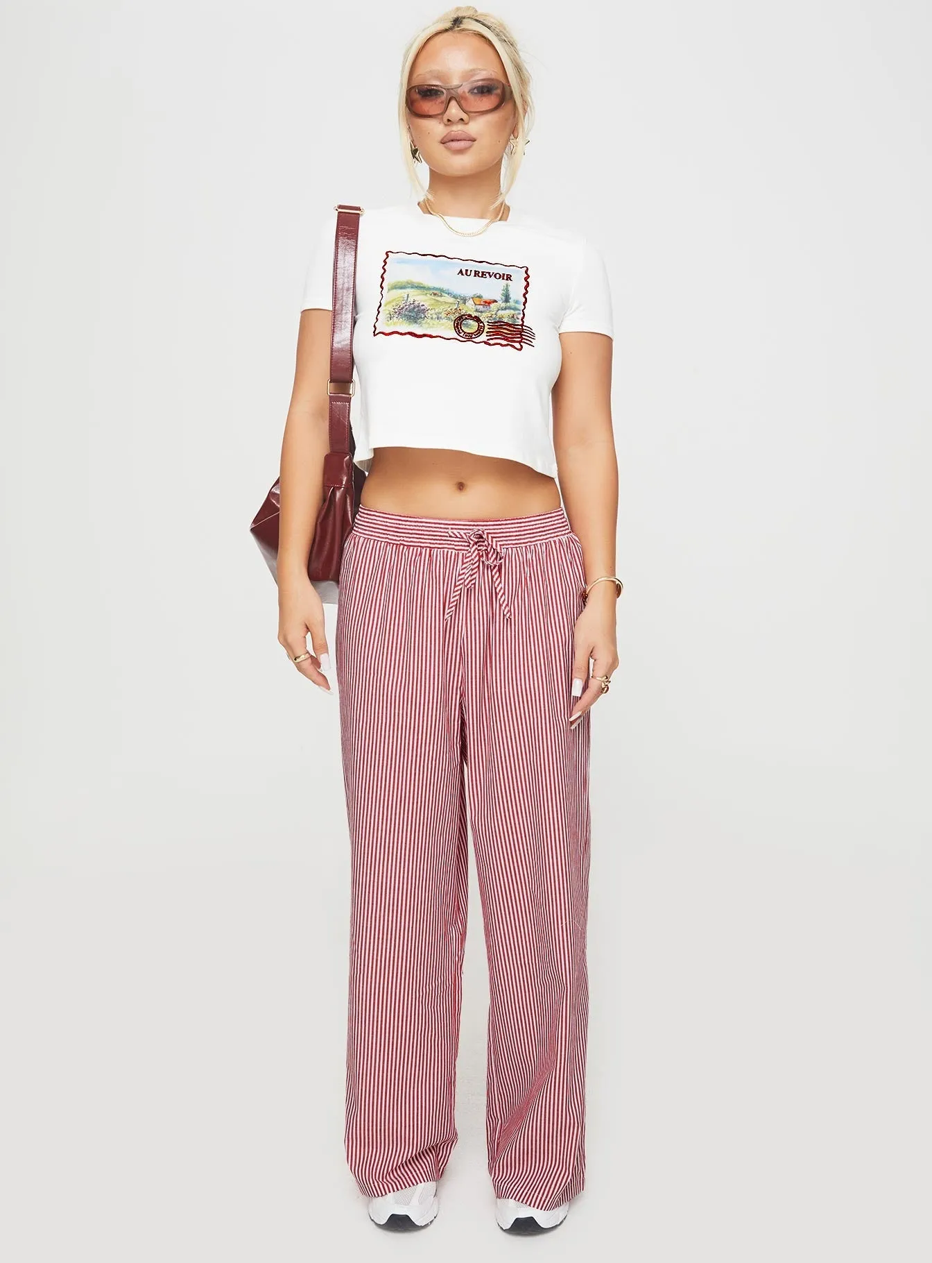 Holiday Tie Front Pants Red/White Stripe