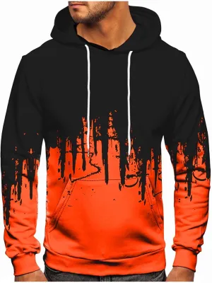Hoodies For Men Printed Workout Pullover Trendy Long Sleeve Loose Sweatshirts