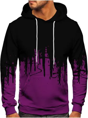 Hoodies For Men Trendy Long Sleeve Printed Pullover Crewneck Hoodie