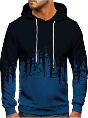 Hoodies For Men Trendy Long Sleeve Printed Pullover Crewneck Hoodie