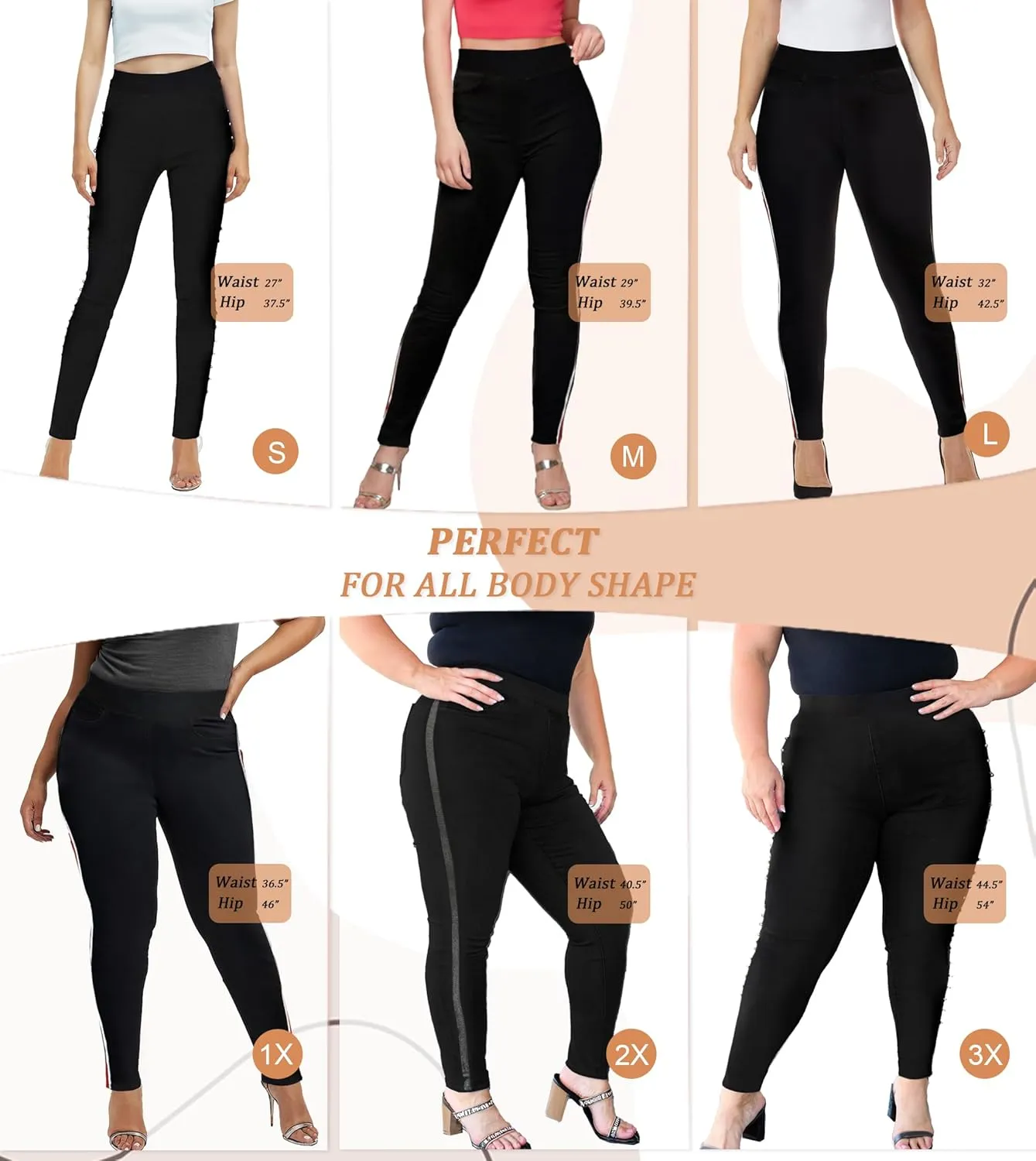 Hybrid & Company Women Cosy Trendy Side Dots Stripe Elastic Pants