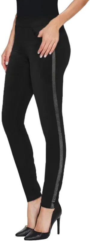 Hybrid & Company Women Cosy Trendy Side Dots Stripe Elastic Pants