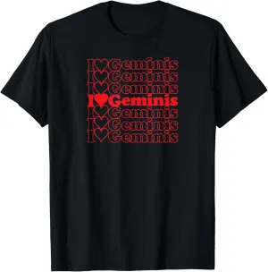 I Love Geminis Cool Vintage Inspired Zodiac Astrology T-Shirt