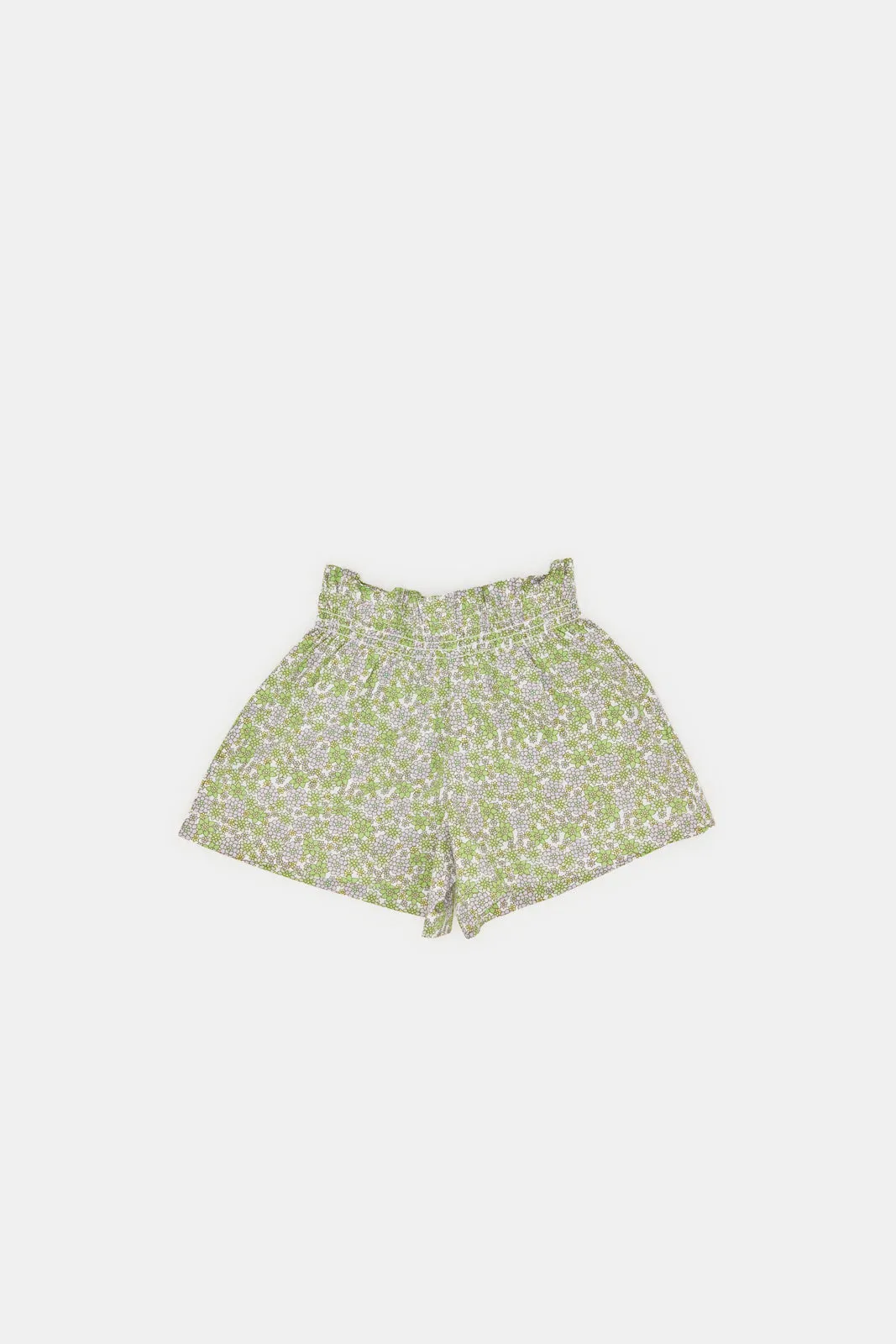 Infant Girls Green Print Blouse With Shorts (2 Piece)