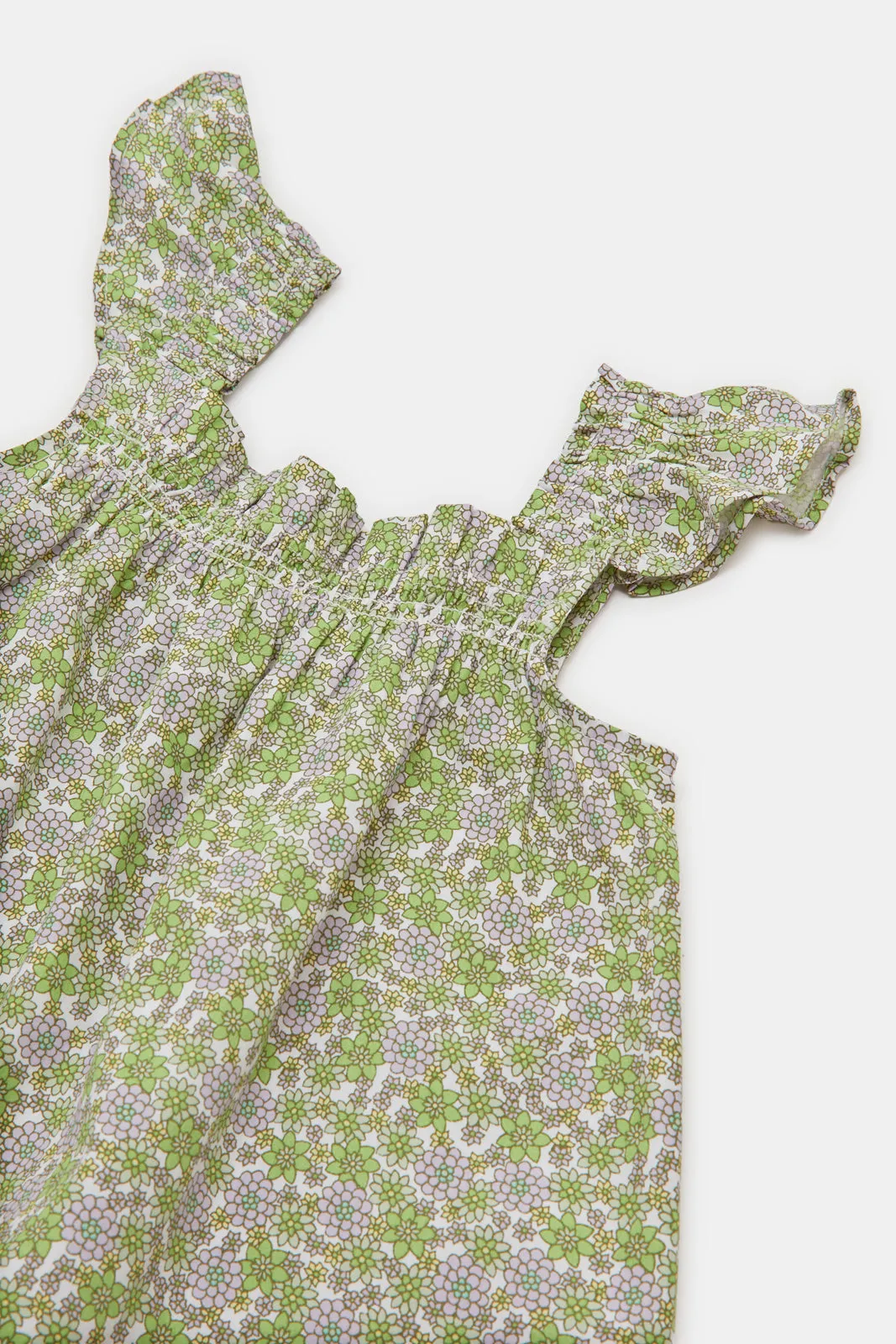 Infant Girls Green Print Blouse With Shorts (2 Piece)