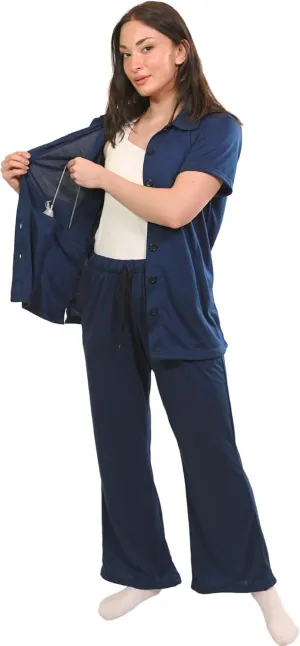 Inspired Comforts Post Surgery Mastectomy Recovery Pajamas Set with Internal Drainage Pockets