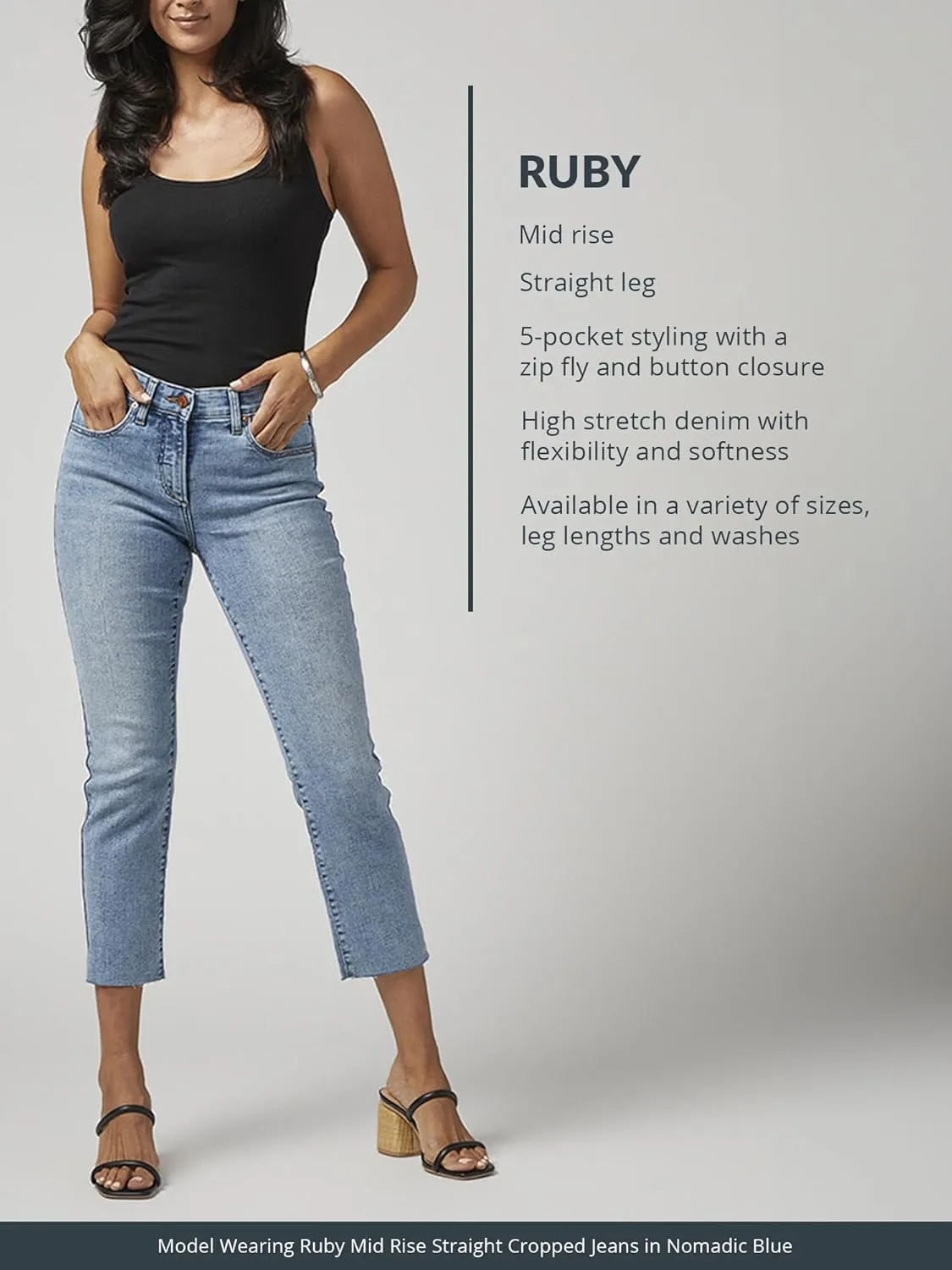 JAG Jeans Women's Ruby Mid Rise Straight Cropped Jeans
