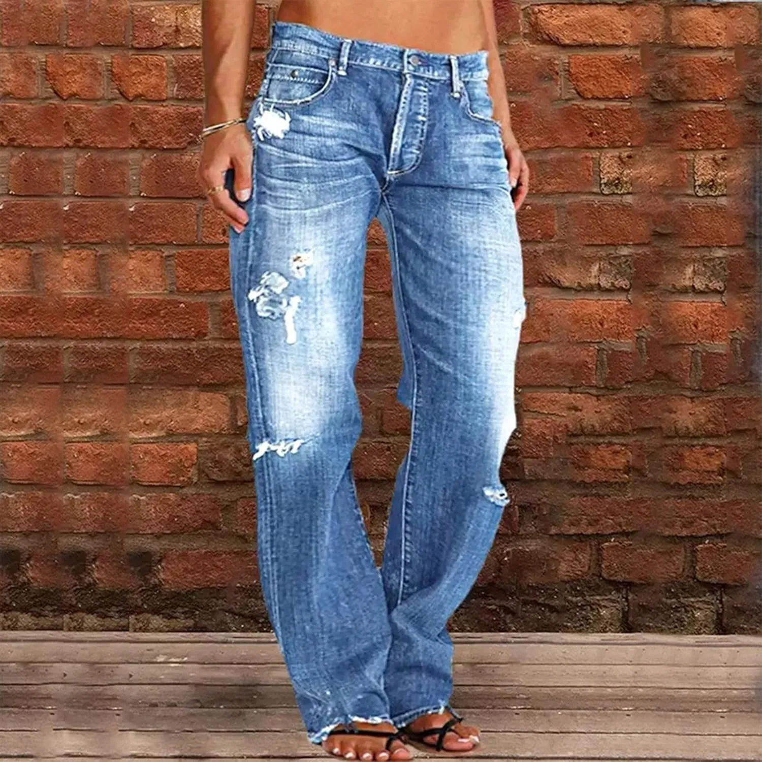 Jeans for Women Womens Jeans Poket Pants Mid Casual Denim Lace Women's Jeans Slimming Jeggings Jeans for Women