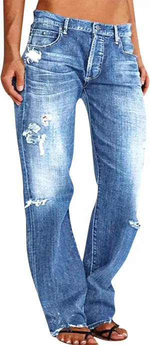 Jeans for Women Womens Jeans Poket Pants Mid Casual Denim Lace Women's Jeans Slimming Jeggings Jeans for Women