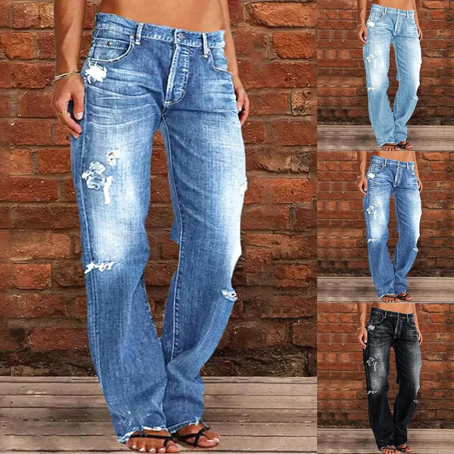 Jeans for Women Womens Jeans Poket Pants Mid Casual Denim Lace Women's Jeans Slimming Jeggings Jeans for Women