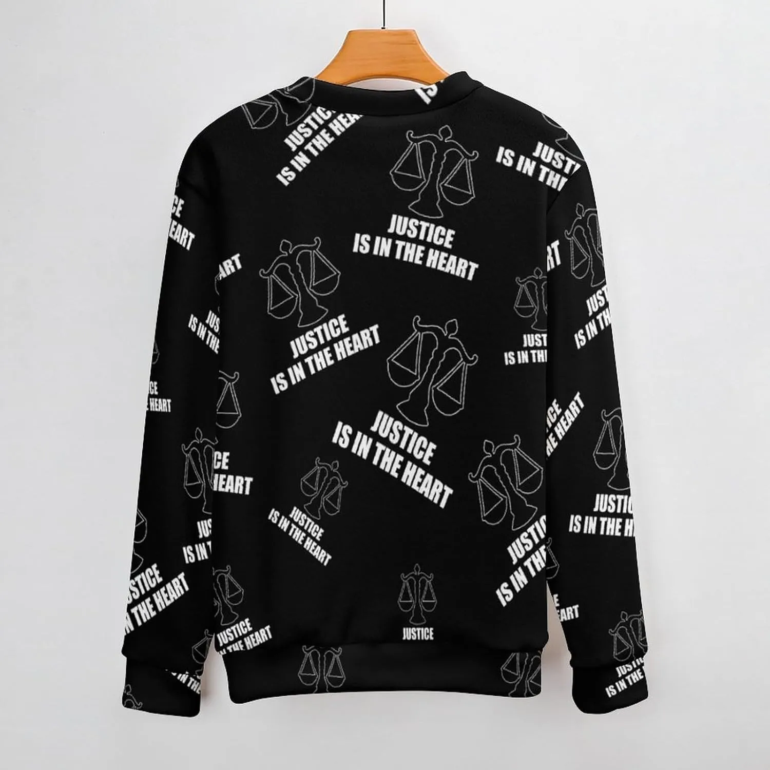 Justice Is In The Heart Crew Neck Sweater Oversized Long Sleeve Pure Cotton Casual Knit Pullover Sweatshirt