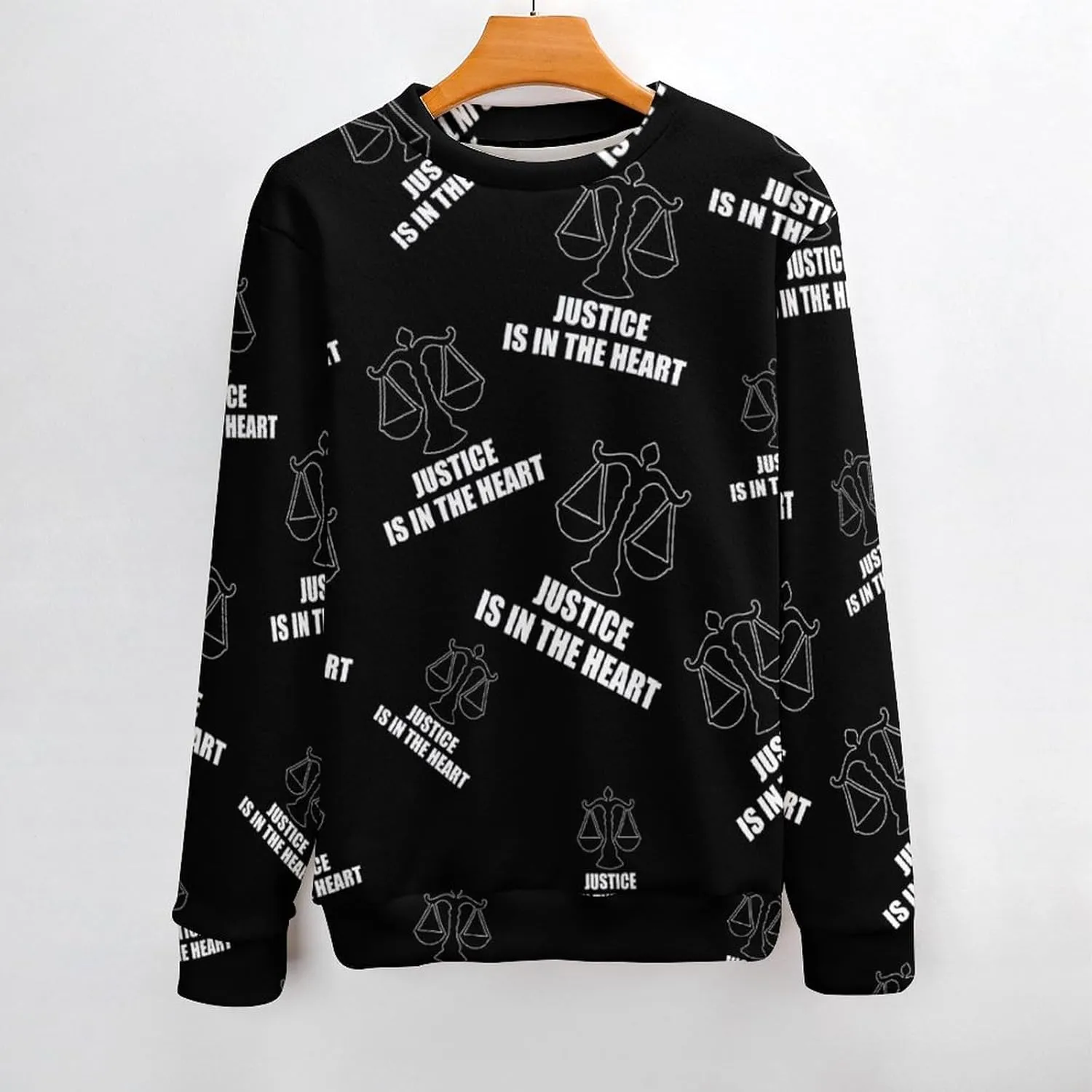 Justice Is In The Heart Crew Neck Sweater Oversized Long Sleeve Pure Cotton Casual Knit Pullover Sweatshirt