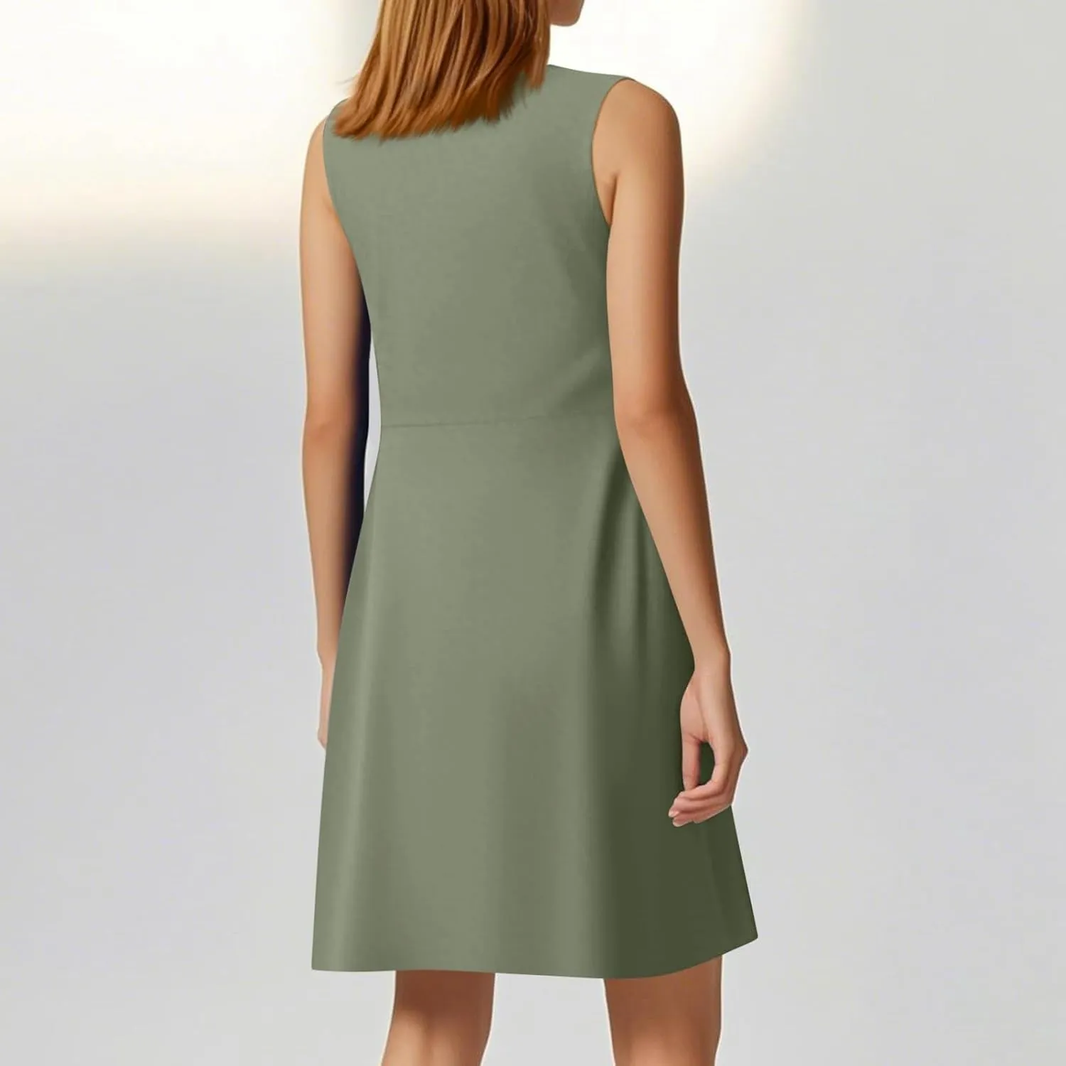 Kenvina Women's Twist Front V Neck Ruffle Casual Summer Dress Sexy Elegant Sleeveless Club Party Tunic Bodycon Mini Dresses