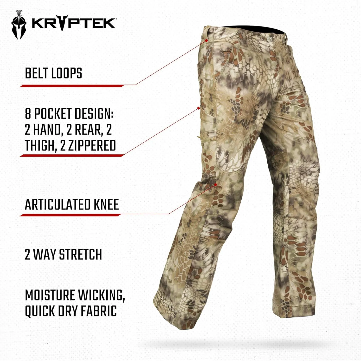 Kryptek Men's Valhalla, Multi Season Performance Camo Hunting Pant