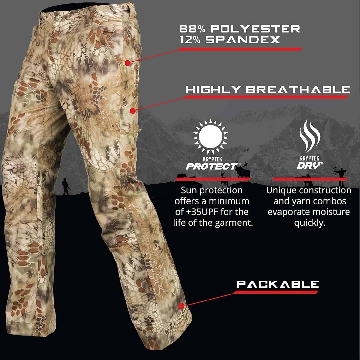 Kryptek Men's Valhalla, Multi Season Performance Camo Hunting Pant