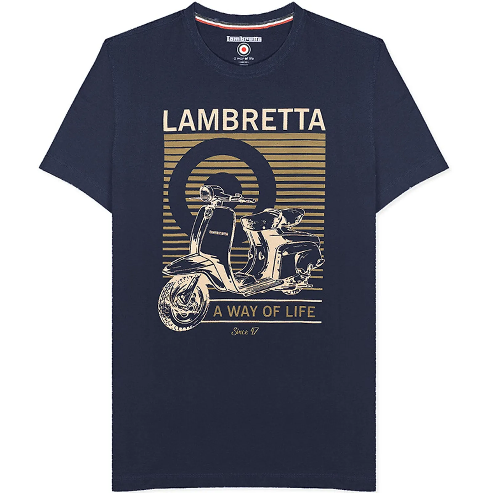 Lambretta Mens Classic Scooter Graphic T-Shirt - Navy