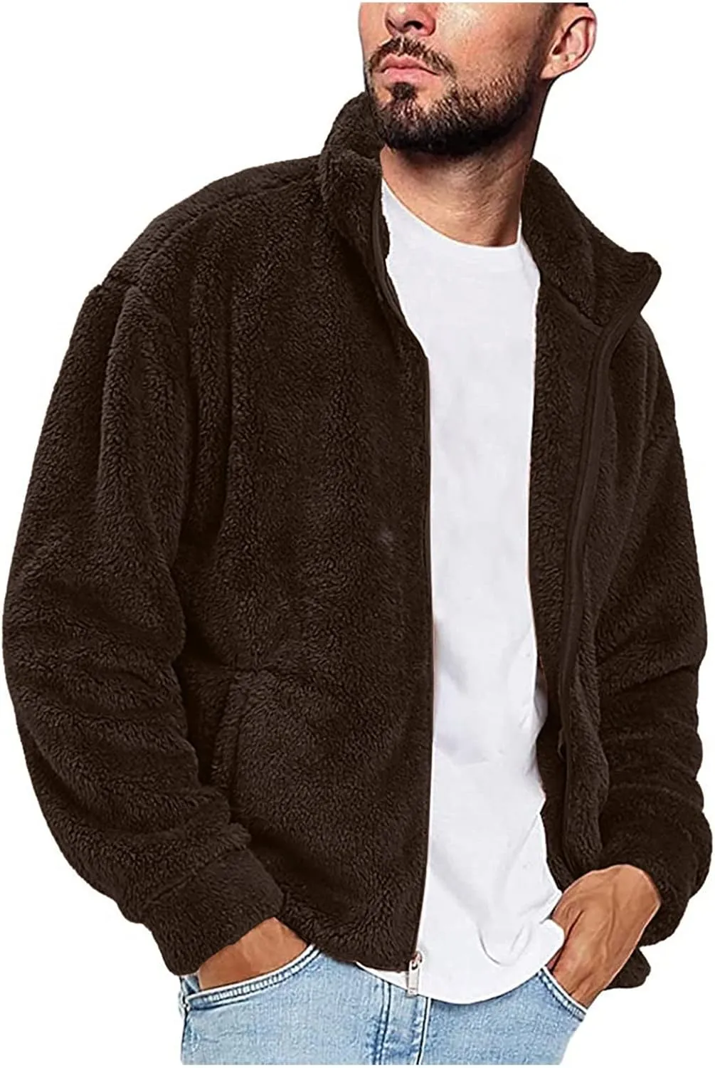 LCMTWX Mens Jackets Cottonpadded Jacket Stand Collar Knitted Splice Sweater Coat Casual Cardigan Stylish Outwear Men's