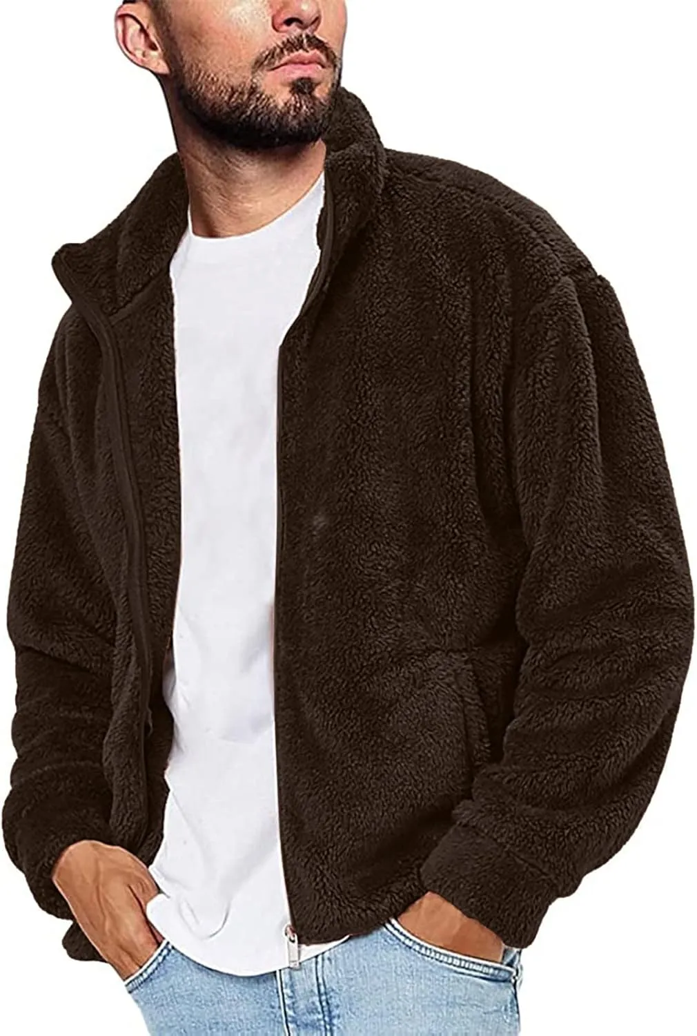 LCMTWX Mens Jackets Cottonpadded Jacket Stand Collar Knitted Splice Sweater Coat Casual Cardigan Stylish Outwear Men's