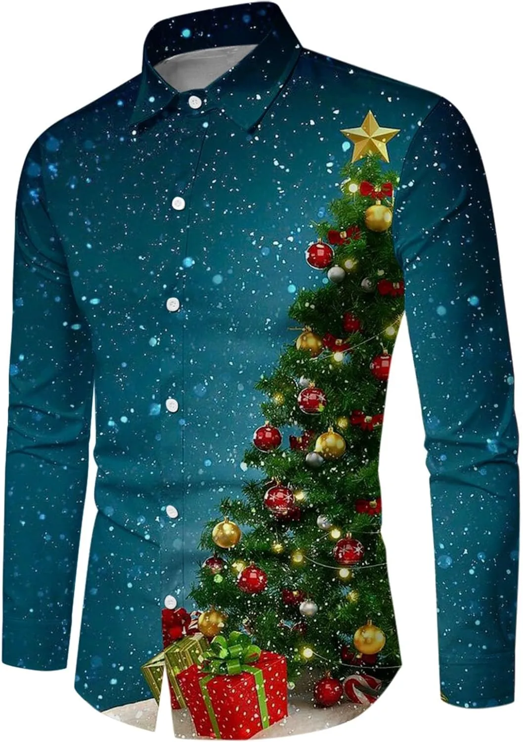 LCMTWX White Button Down Shirt Men Digital Printing Button Lapel Short Sleeve Shirt T Shirt Mens Christmas Shirt Christmas