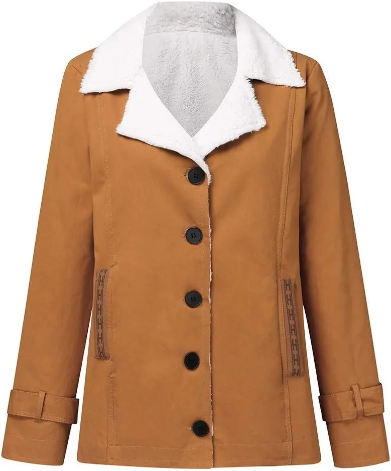 LCMTWX Women's Coats Basic Long Jacket Coat Single Breasted Long Sleeve Plus Size Outwear Coat Jacket with Coat for Women
