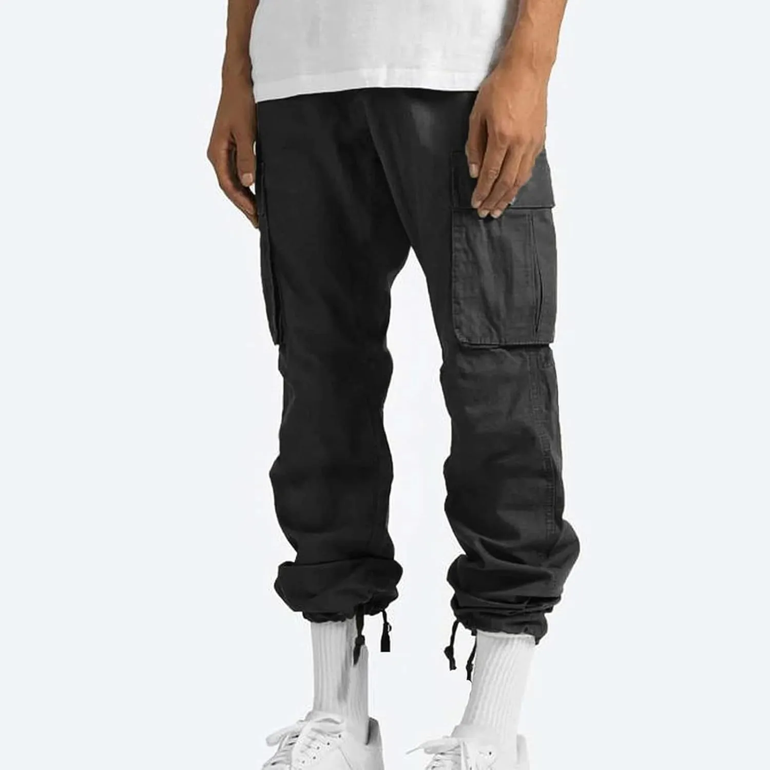 lcyhony Mens Cargo Pants Lightweight Breathable Tactical Pants Elastic Waist Straight Leg Sweatpants with Multi Pockets