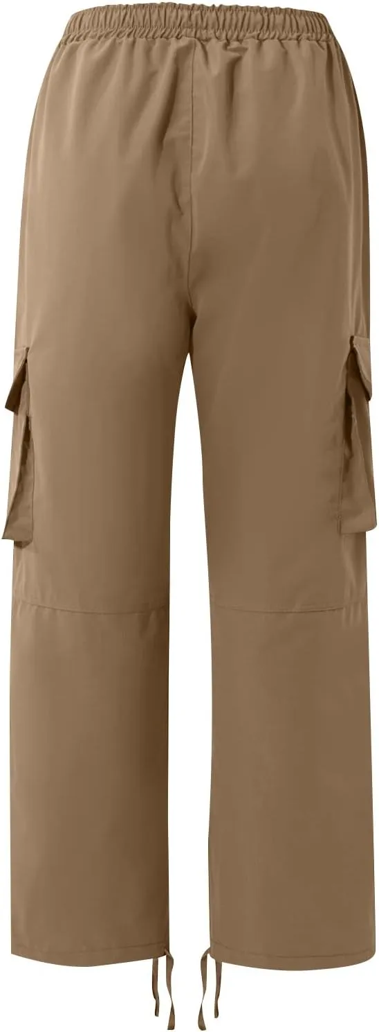 lcyhony Mens Cargo Pants Lightweight Breathable Tactical Pants Elastic Waist Straight Leg Sweatpants with Multi Pockets