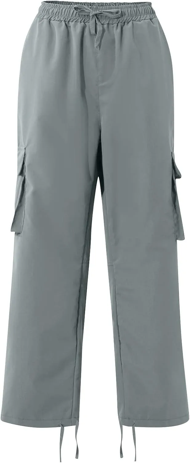 lcyhony Mens Cargo Pants Lightweight Breathable Tactical Pants Elastic Waist Straight Leg Sweatpants with Multi Pockets