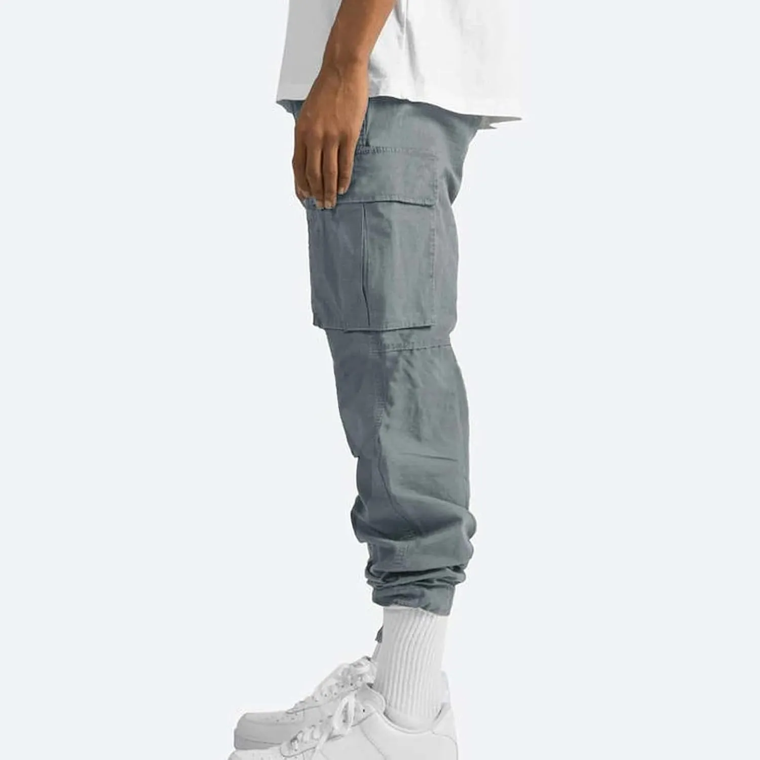 lcyhony Mens Cargo Pants Lightweight Breathable Tactical Pants Elastic Waist Straight Leg Sweatpants with Multi Pockets