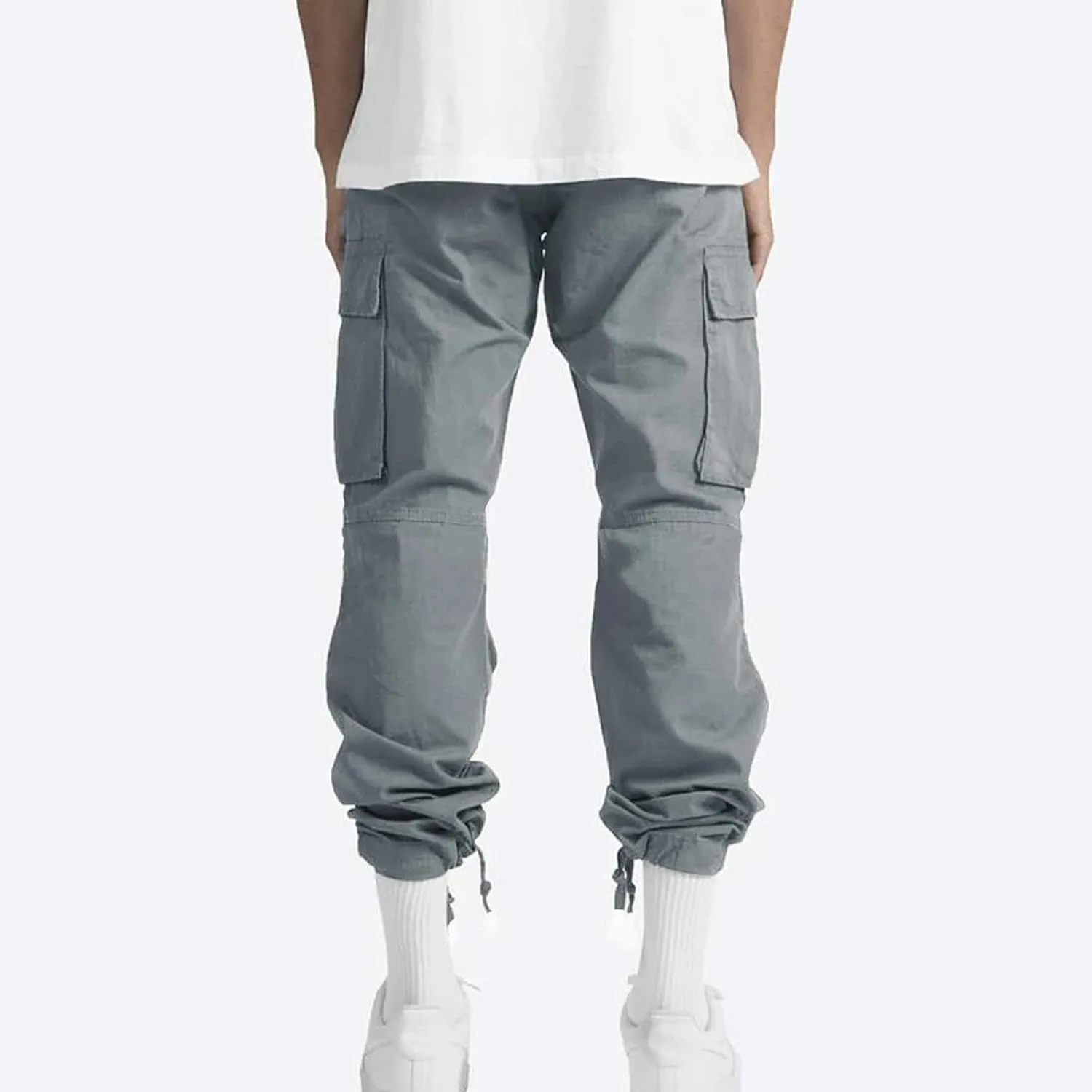lcyhony Mens Cargo Pants Lightweight Breathable Tactical Pants Elastic Waist Straight Leg Sweatpants with Multi Pockets