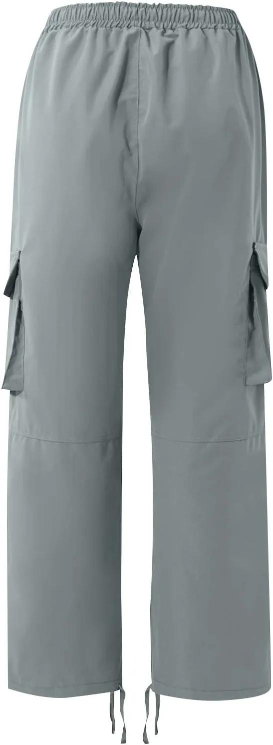 lcyhony Mens Cargo Pants Lightweight Breathable Tactical Pants Elastic Waist Straight Leg Sweatpants with Multi Pockets