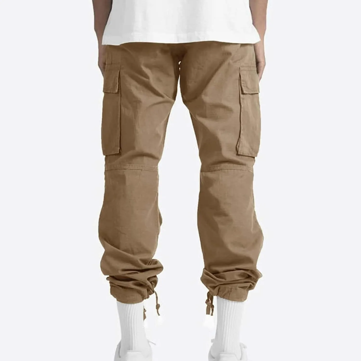 lcyhony Mens Cargo Pants Lightweight Breathable Tactical Pants Elastic Waist Straight Leg Sweatpants with Multi Pockets
