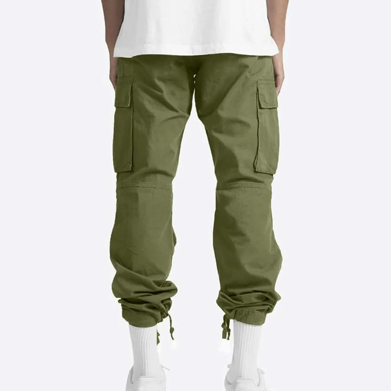 lcyhony Mens Cargo Pants Lightweight Breathable Tactical Pants Elastic Waist Straight Leg Sweatpants with Multi Pockets