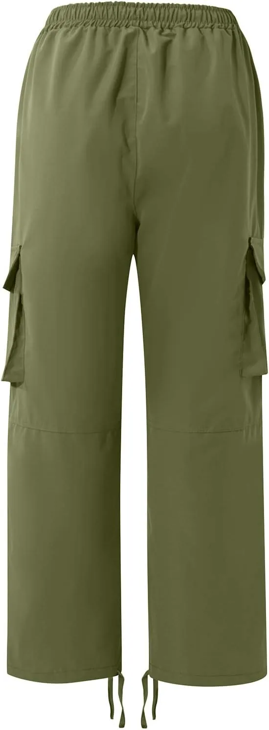 lcyhony Mens Cargo Pants Lightweight Breathable Tactical Pants Elastic Waist Straight Leg Sweatpants with Multi Pockets