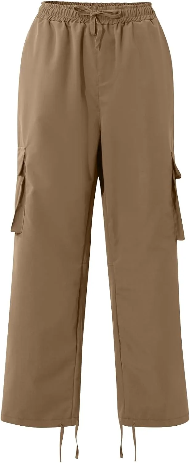 lcyhony Mens Cargo Pants Lightweight Breathable Tactical Pants Elastic Waist Straight Leg Sweatpants with Multi Pockets