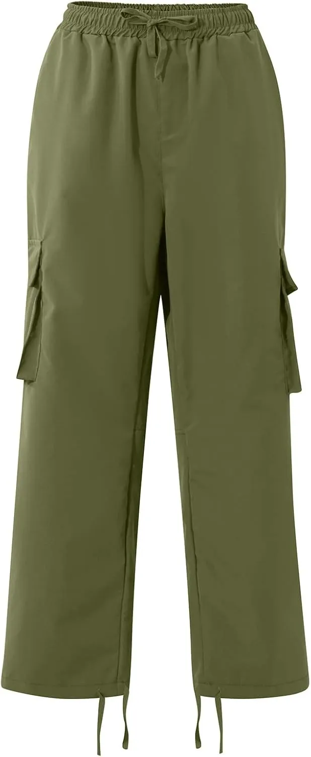 lcyhony Mens Cargo Pants Lightweight Breathable Tactical Pants Elastic Waist Straight Leg Sweatpants with Multi Pockets