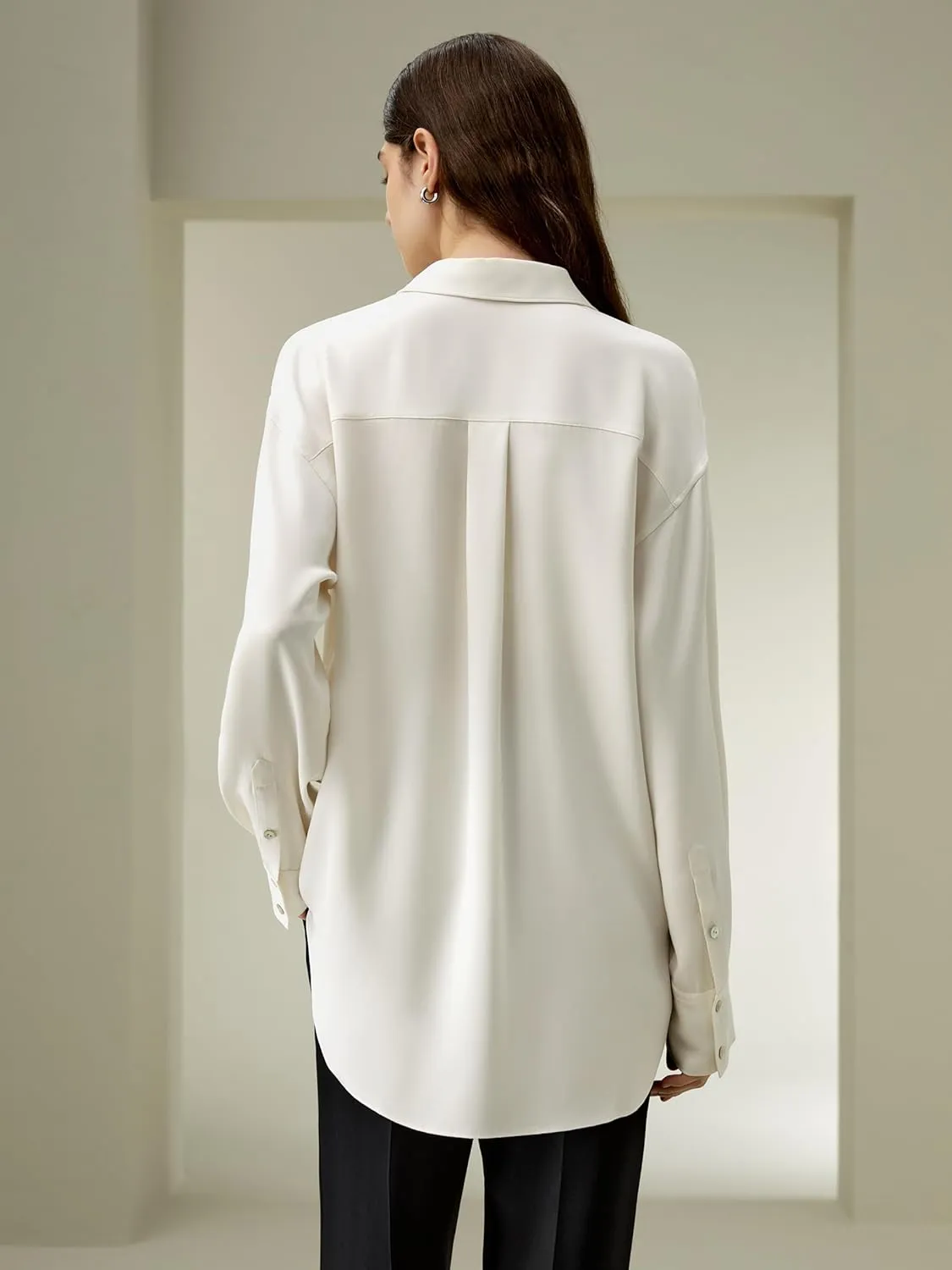 LilySilk Womens Silk Shirt Ladies 30MM Silk Classic Button Up Blouse Long Sleeves Basic Style Work