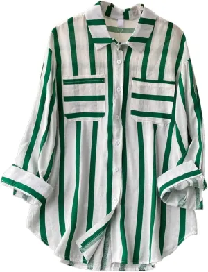 Linen Button Down Shirt Women Sleeve Collar Casual Women's Shirt Women's Shirt Tops for Women Womens Linen Shirt